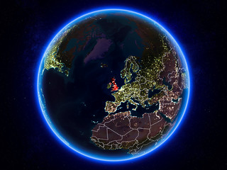 United Kingdom on Earth from space at night