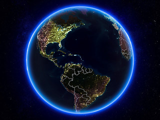 Caribbean on Earth from space at night