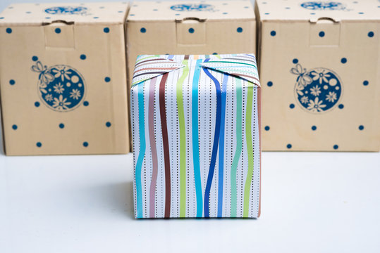 Colorful gift party box ornament