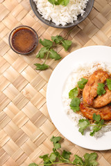 chicken with sauce and coriander