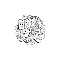 Cleaning design vector illustration. Coloring book. Cleanup icon