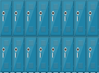 Empty blue school lockers