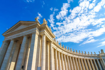 View on the St Peters Square in Rome, Italy on a sunny day.