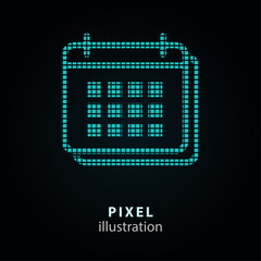 Calendar day - pixel icon. Vector Illustration on black background. It is easy to change to any color.