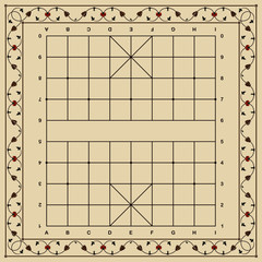 Xiangqi (chinese chess) board with floral frame ornament - 219085562