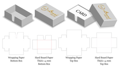 rigid hard paper box for card 3d mockup 
 dieline