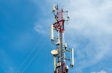 Telecommunications equipment - directional mobile phone antenna dishes. Wireless communication with...