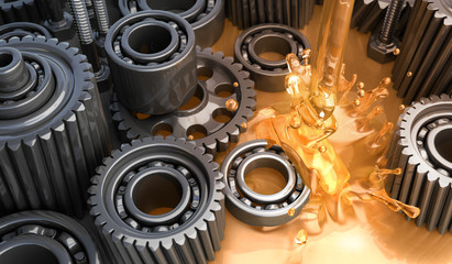 Lubricant and Gears - obrazy, fototapety, plakaty