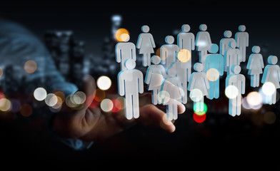 Businessman holding group of people 3D rendering