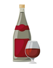 wine cup and bottle icon vector illustration design