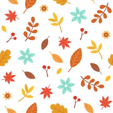 Autumn leaves seamless pattern