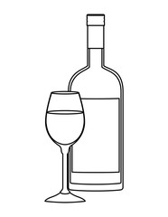 wine cup and bottle icon vector illustration design