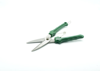 gardening secateurs for cutting branches isolated on white background.