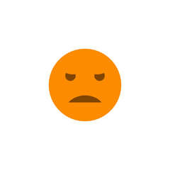 Dissatisfied emoji anthropomorphic face. Orange smile isolated on a white background.