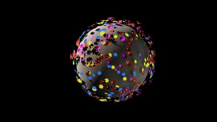 Miniature 3d planet of small color flowers