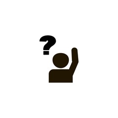 Person or student with their hand raised icon. flat design