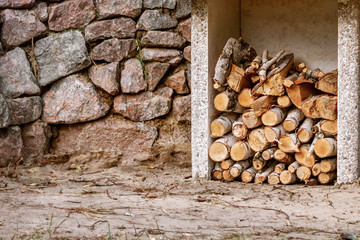 Prepared wood for outdoor oven, barbecue