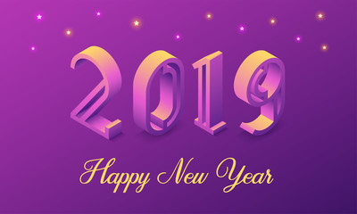 New Year 2019 in Isometric style. Vector