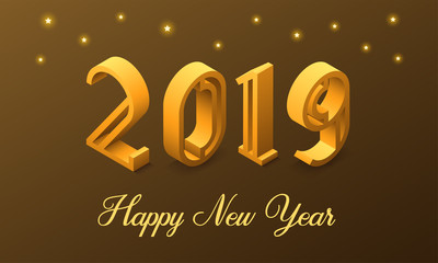 New Year 2019 in Isometric style. Vector