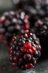 Frozen blackberry closeup