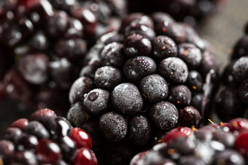 Frozen blackberry closeup