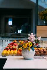 french macarons for sale.cookies in the shop, on the storefront