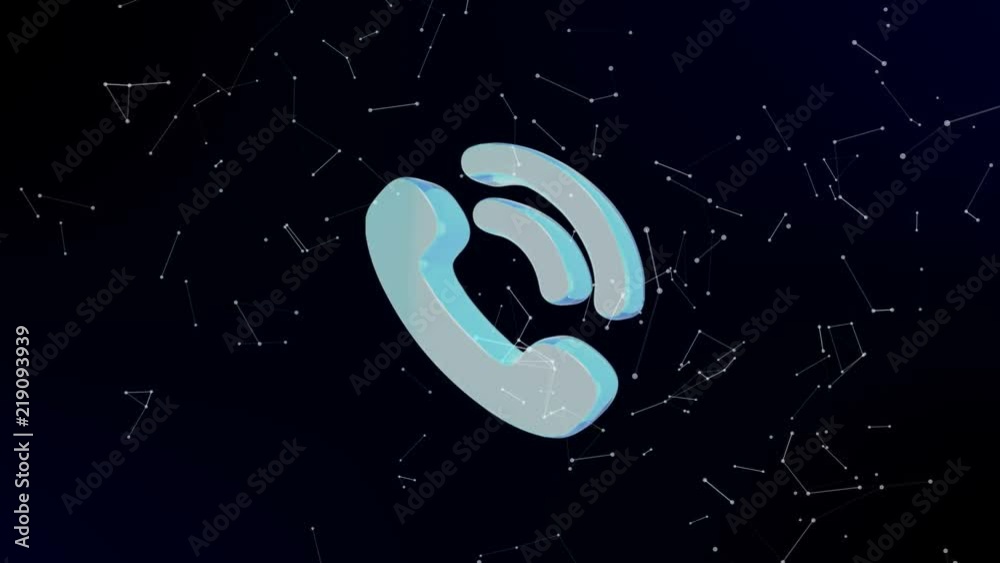 Wall mural phone being formed by revolving particles. futuristic structure of plexus lines and points, dark blu