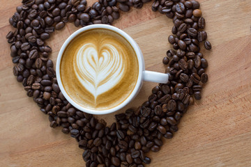 cup of coffee with beans