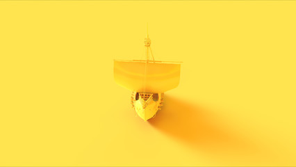 Yellow Pirate Ship 3d illustration 3d rendering	