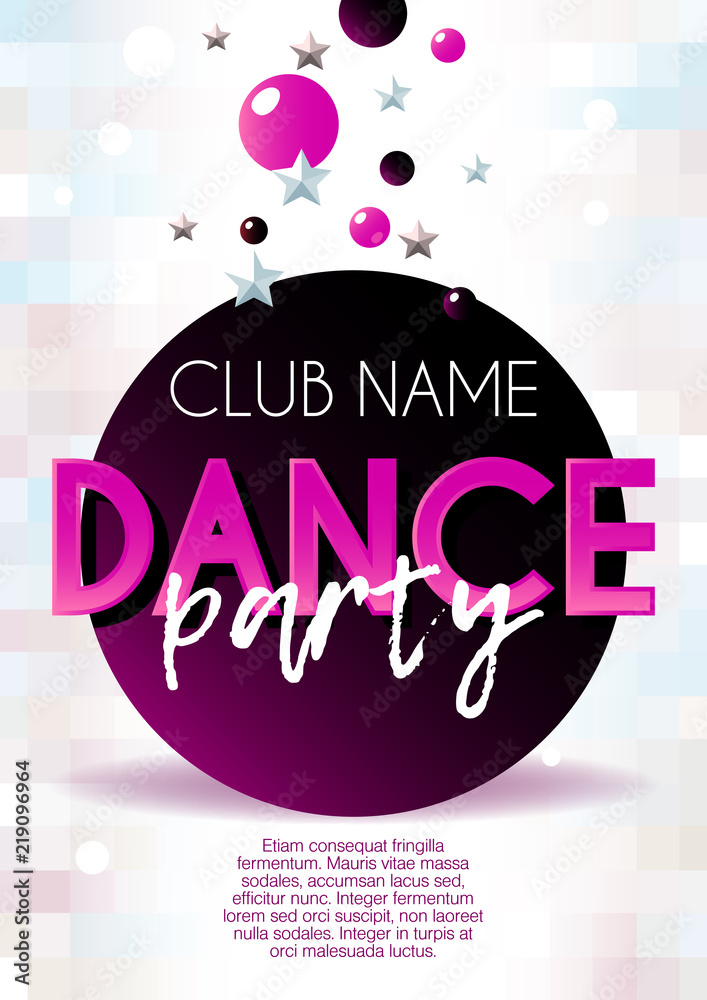 Fototapete vertical dance party background with color graphic elements and text.