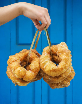 Traditional fresh baked arabic donuts in Morocco
