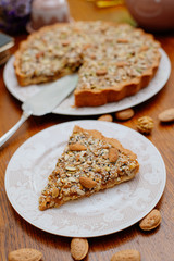 Victorian pie with nuts and seeds. Autumn mood.