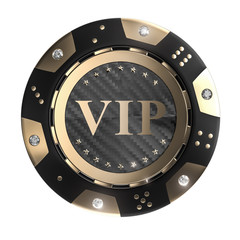 Naklejka premium golden vip casino chip 3d