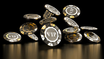 golden vip casino chip 3d - obrazy, fototapety, plakaty