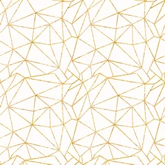 Wallpaper murals Gold abstract geometric Gold geometrical texture background, Vector illustration seamless pattern