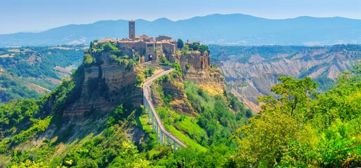 Deurstickers Panorama of the beautiful medieval village of Civita di Bagnoregio, famous landmarks of Italy. Europe © Tortuga