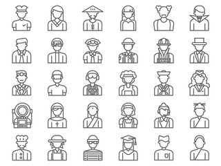 character people avatar line icon set