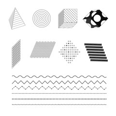 Fashionable black and white simple geometric shapes. Vector Illustration