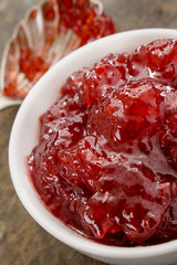 fresh strawberry jam in dish