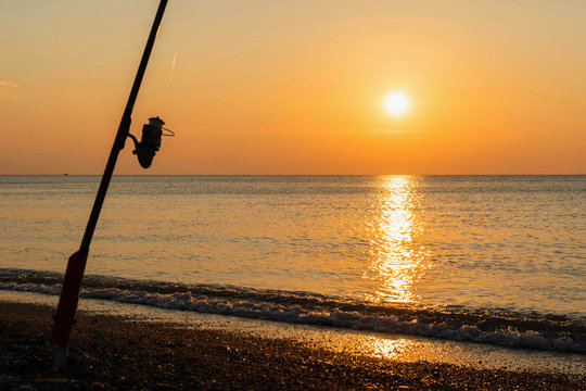 Fishing On Beach Fishing Rod Sand Stock Photo 1468530530