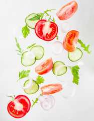 Creative layout with fresh salad ingredients