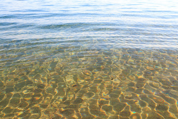 Blue clear water. Sea, lake, sun, beach, vacation Background for inserting images and text....