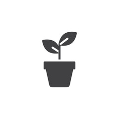 Potted plant vector icon. filled flat sign for mobile concept and web design. Plant in pot simple solid icon. Symbol, logo illustration. Pixel perfect vector graphics