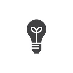 Ecological light bulb vector icon. filled flat sign for mobile concept and web design. Light bulb with plant inside simple solid icon. Symbol, logo illustration. Pixel perfect vector graphics