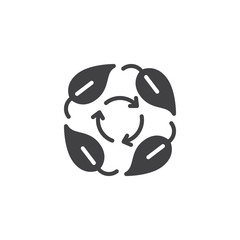 Leaves eco recycle vector icon. filled flat sign for mobile concept and web design. Leaf recycled simple solid icon. Symbol, logo illustration. Pixel perfect vector graphics
