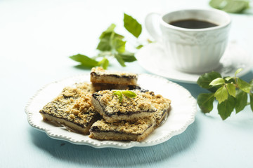 Homemade blackberry pie with streusell
