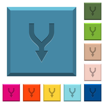 Merge arrows down engraved icons on edged square buttons