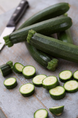 preparing baby courgette