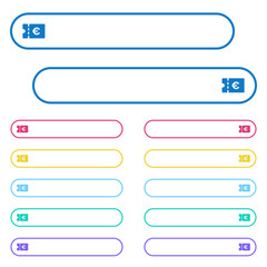 Euro discount coupon icons in rounded color menu buttons