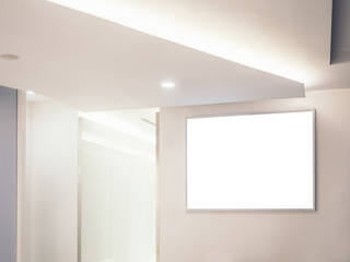 Naklejka na ściany i meble Blank photo frame on white wall Interior home decoration